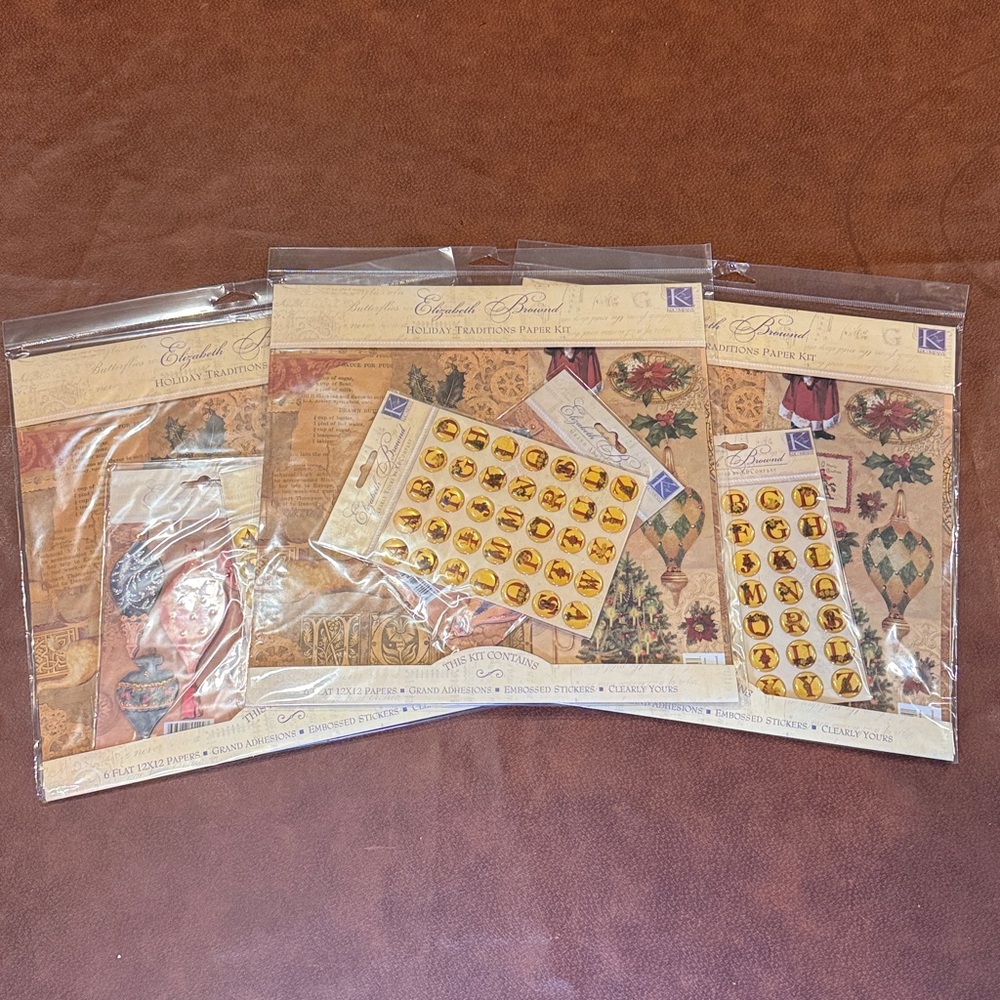 K&Company Elizabeth Brownd Tradition Holiday Scrapbook Kit Set of 3 Kits NWT